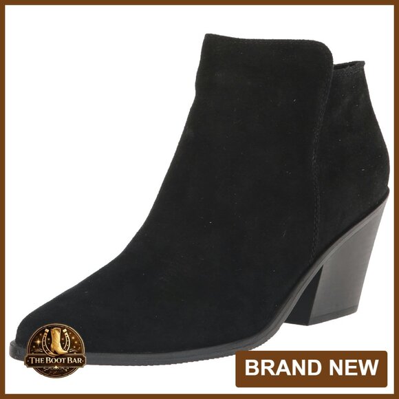 Waterproof Pointy Toe Booties Block Heel Suede Leather Ankle Boots